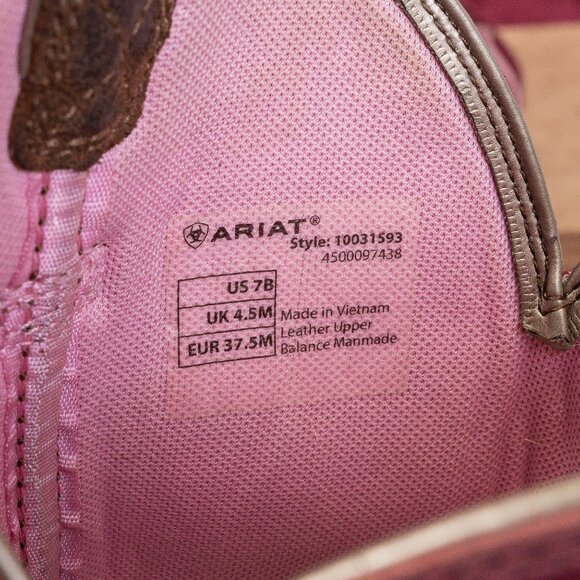 Ariat Women Delilah Brown Pink Leather Cowboy Western Boots sz 7 - Picture 7 of 9